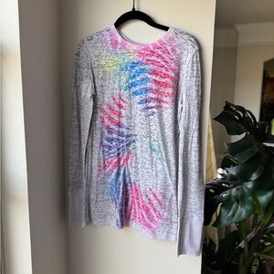 Nollie Long Sleeve Burnout Tee with Neon Zebra Print